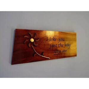 Hand-Carved Wooden Wall Plaque Cottagecore Floral Sign